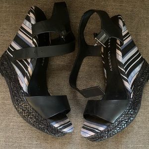 Black wedge sandals